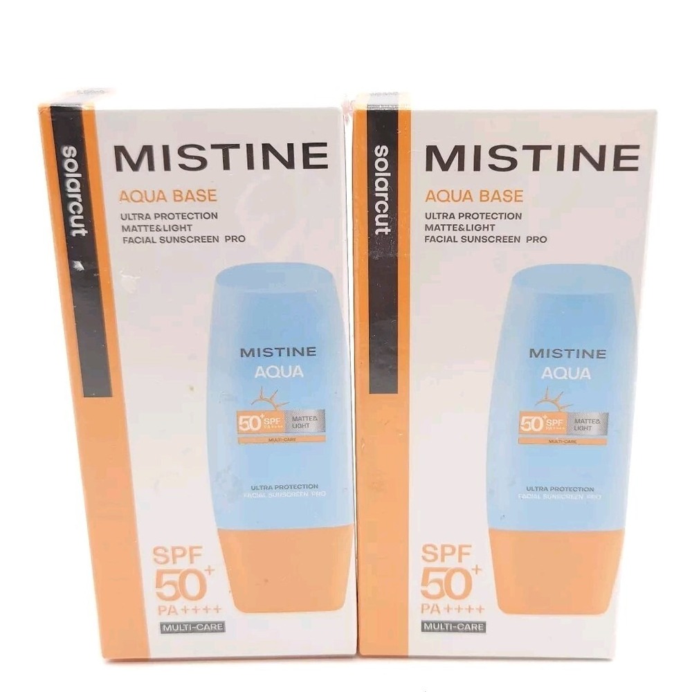 2X Mistine Aqua Base Facial Sunscreen Pro SPF 50 PA++++ Matte Light 40ml Bundle
